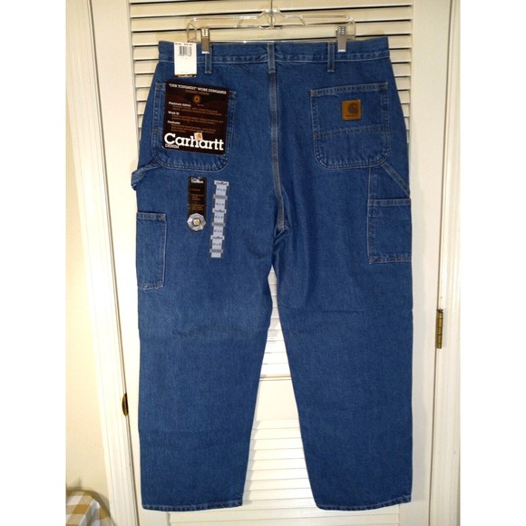 Carhartt Work Fit Dungaree Jeans Tag Size 40X30 (Measures 38X30) B137DST  NEW - Picture 9 of 11
